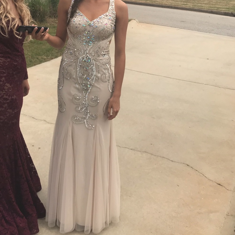 Cream Beaded Sequin Prom Dress - Sz 0 **Brand New